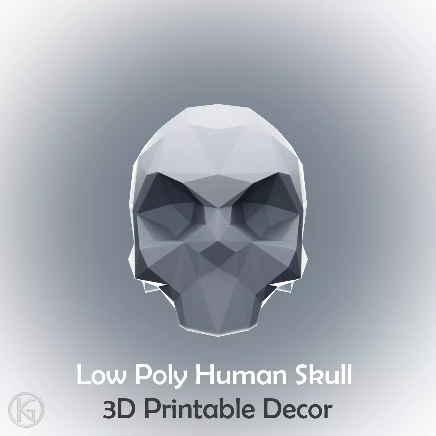 Low Poly Human Skull STL 3D print model