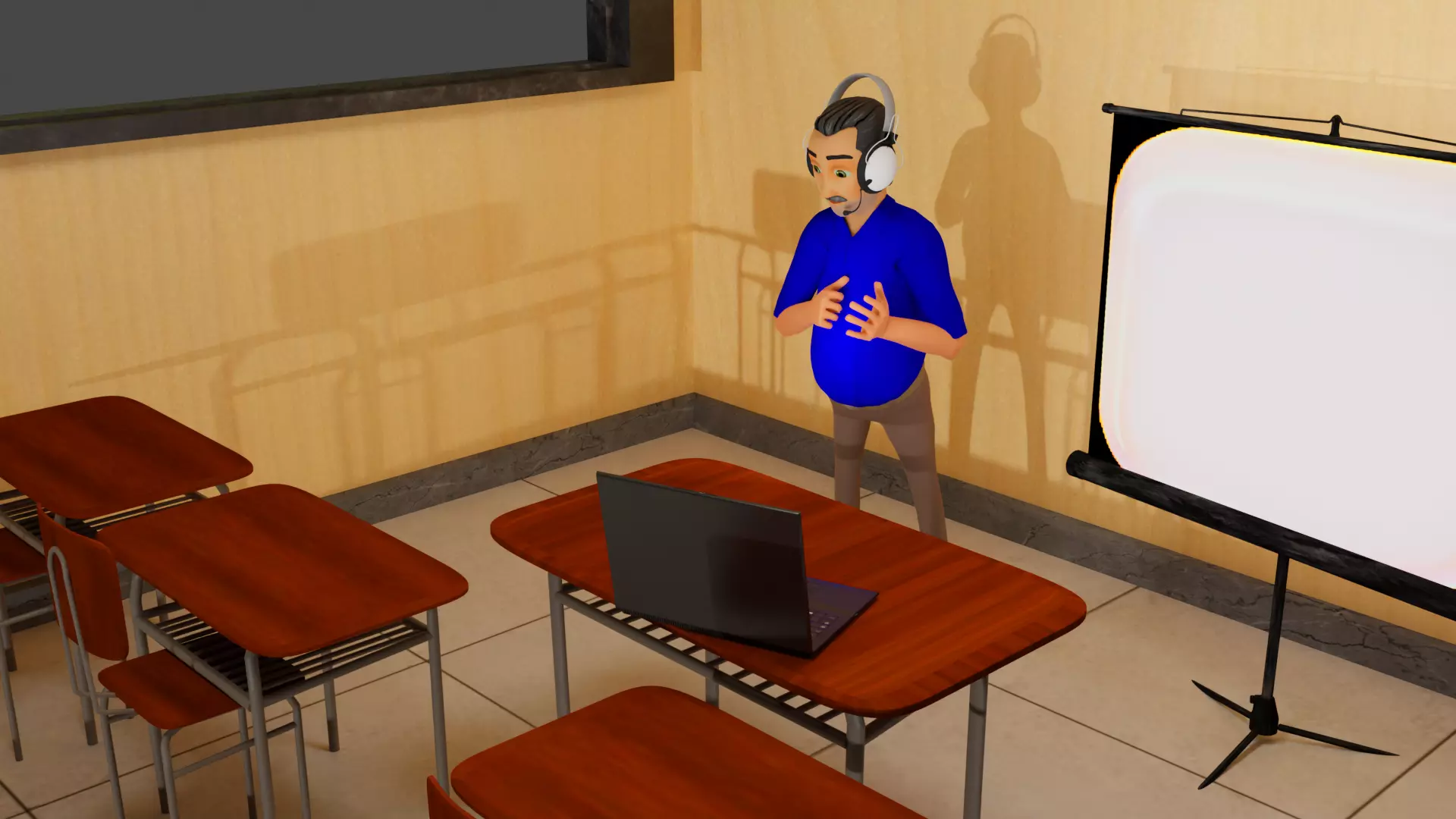 Classroom and Office Environment Blender Interior Scene Low-poly 3D model