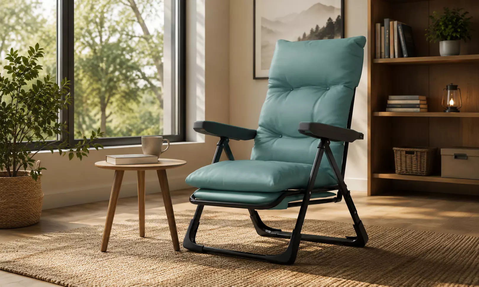 Padded Folding Lounge Chair 3D model