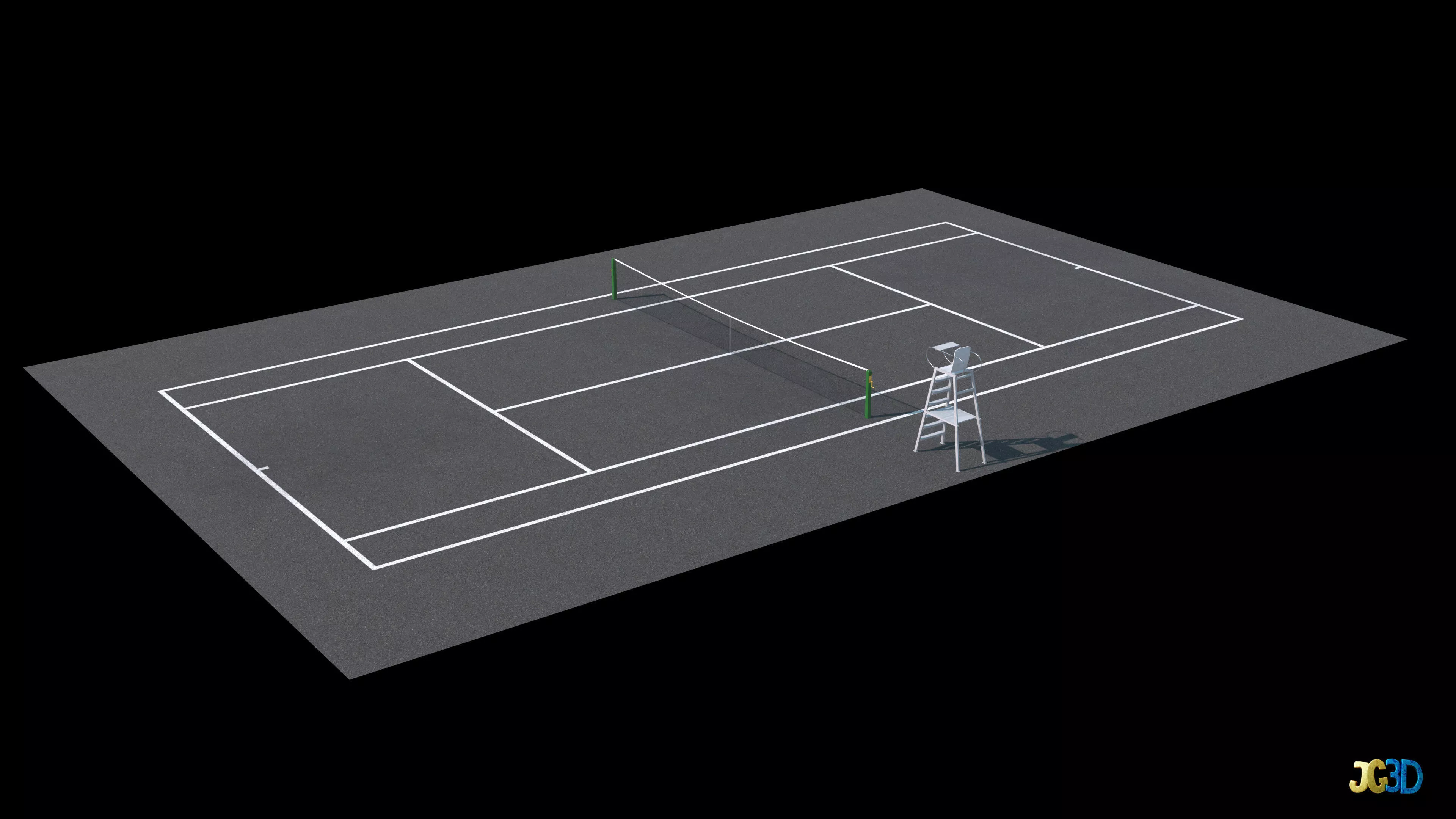 Tennis Asphalt Court 4K PBR Low-poly 3D model