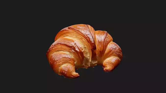 Butter Croissant 3D model 2