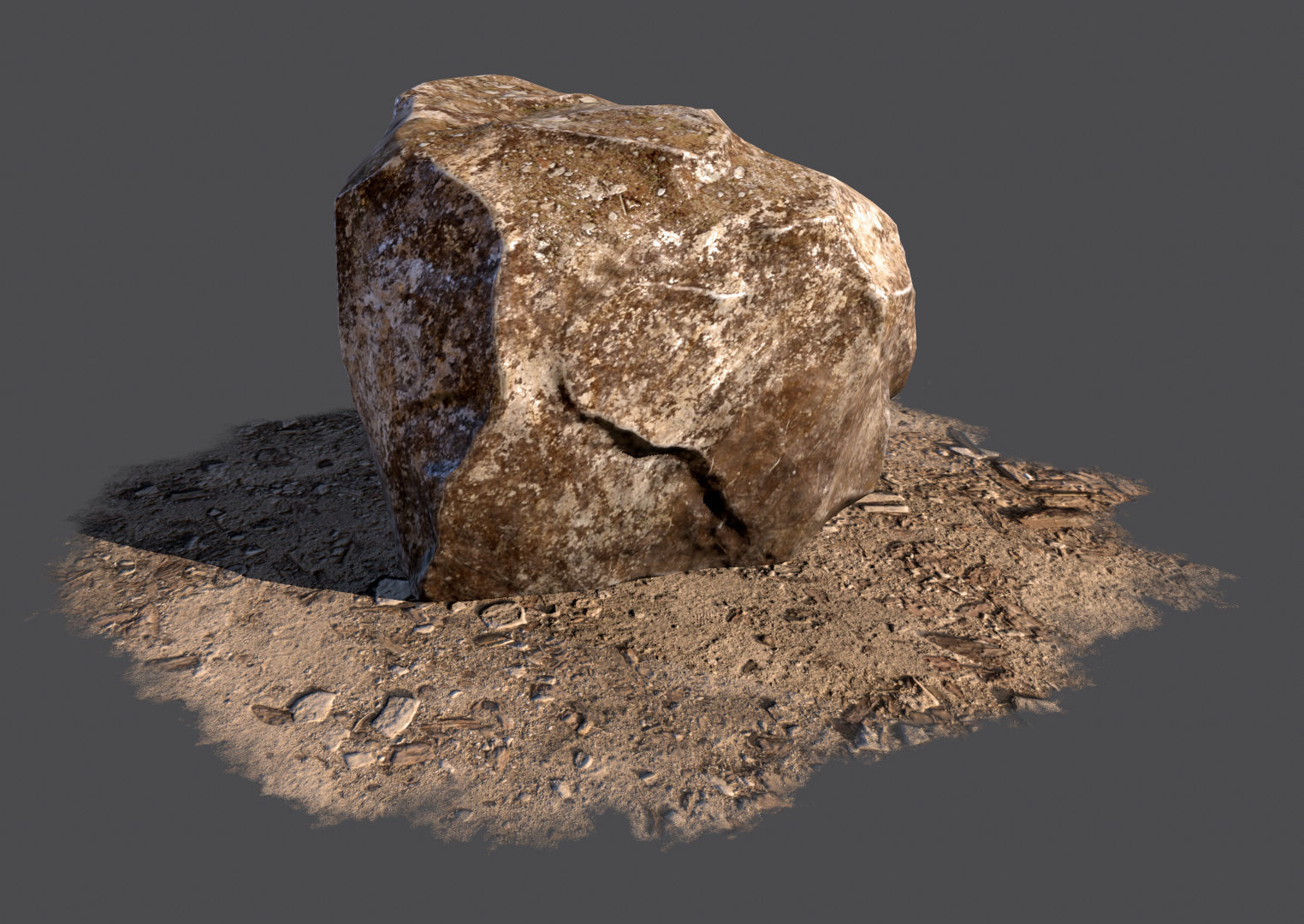 Stone rock Low-poly 3D model_1
