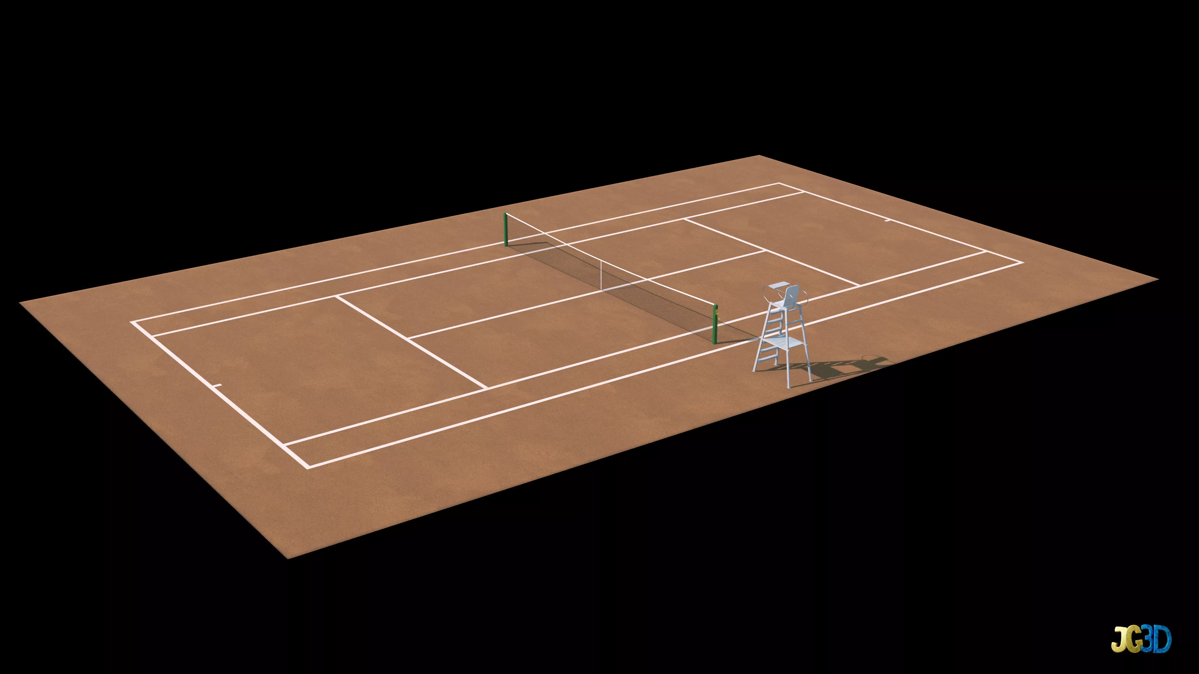 Tennis Clay Court 4K PBR Low-poly 3D model