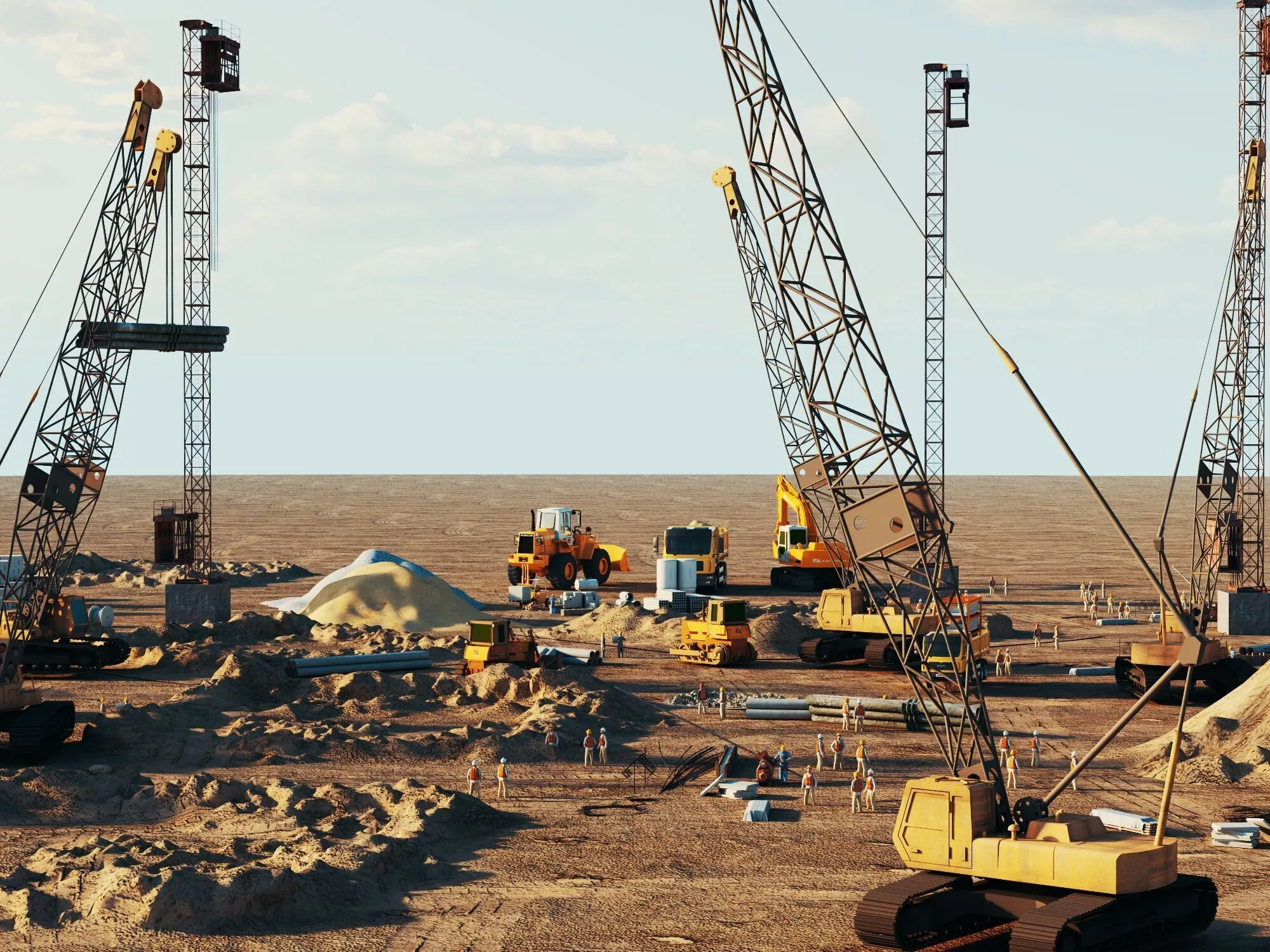 large construction site Low-poly 3D model