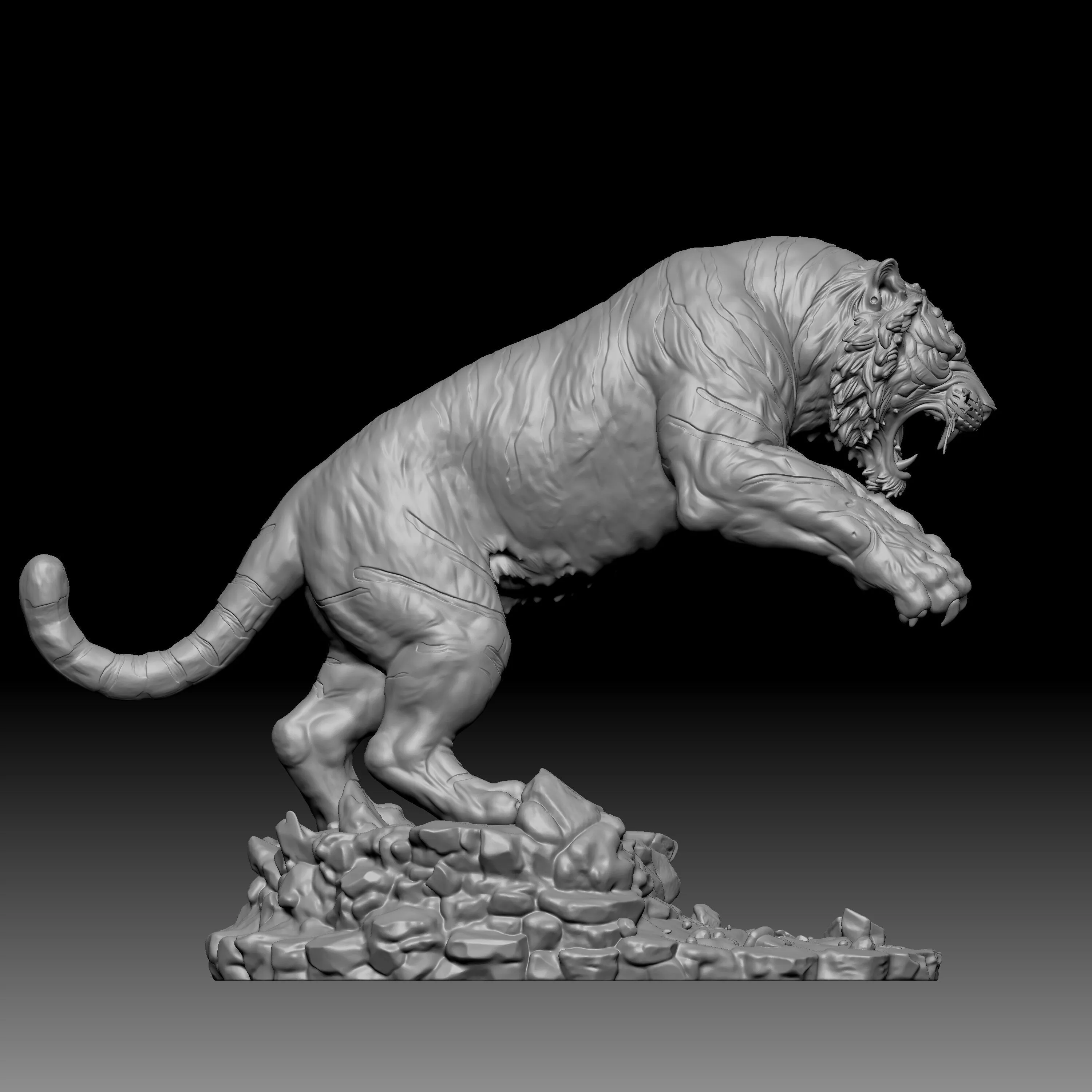 digital sculpture of a tiger 3D print model