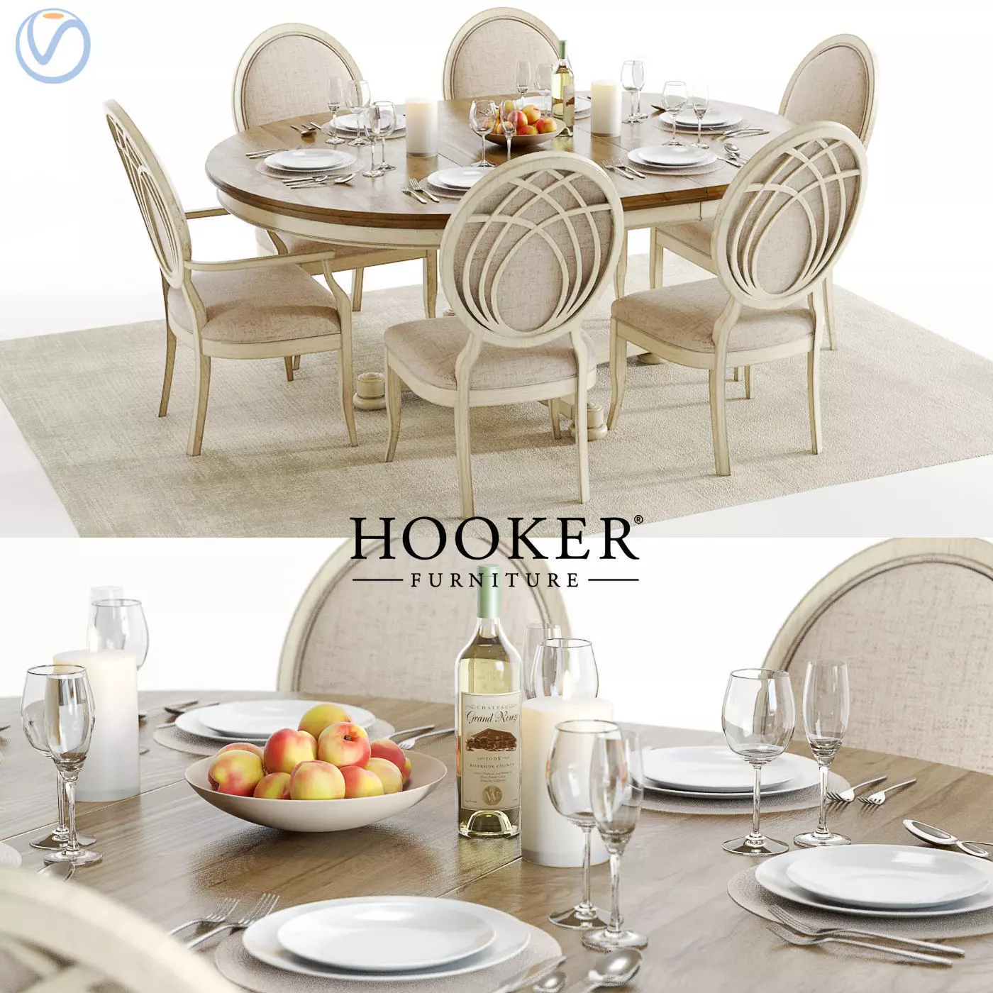 Hooker Sunset Point Dining Set 3D model_0