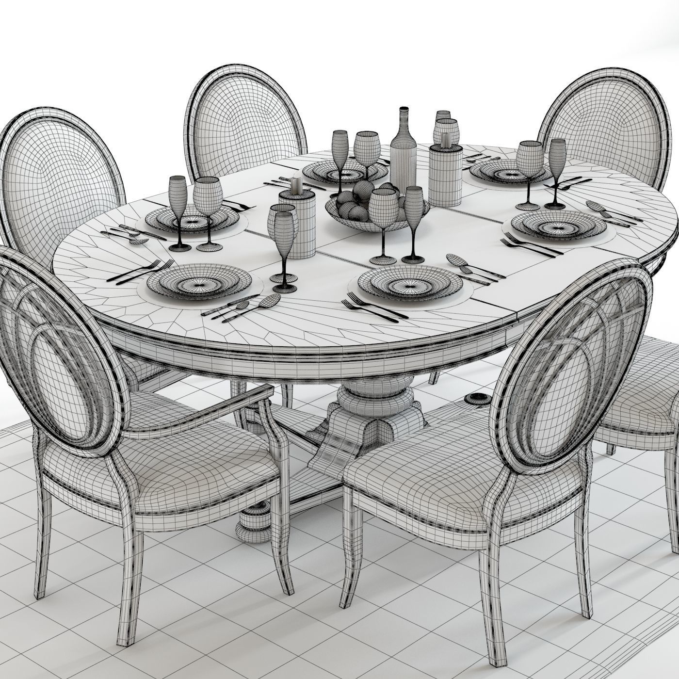 Hooker Sunset Point Dining Set 3D model_2