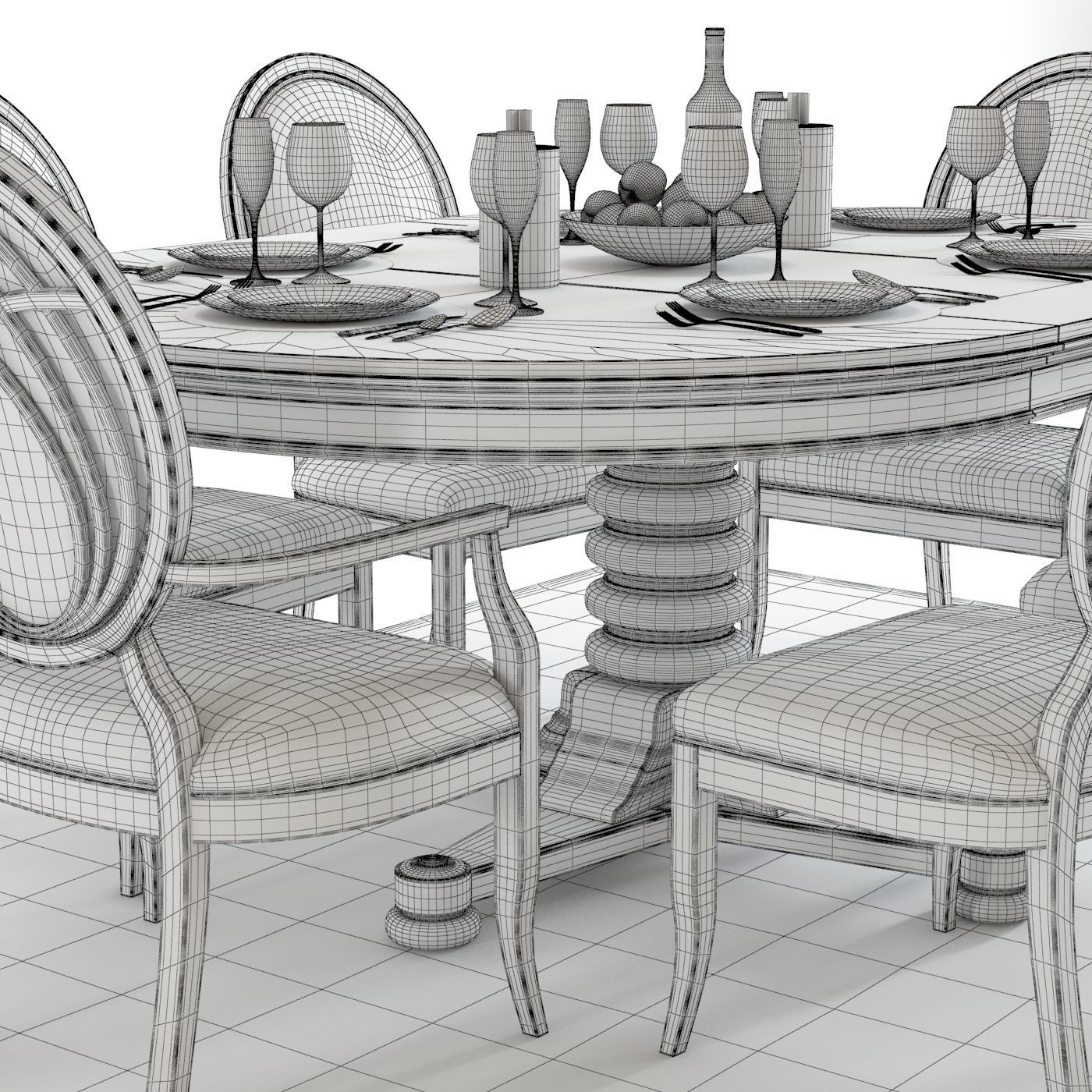 Hooker Sunset Point Dining Set 3D model_4