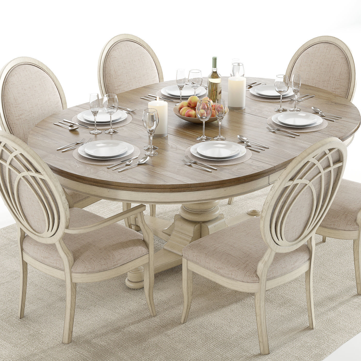 Hooker Sunset Point Dining Set 3D model_1