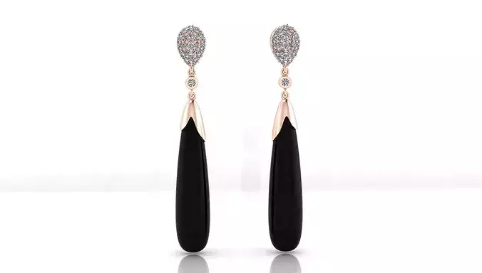 pear pave setting and drop cut stone high jewelry earring