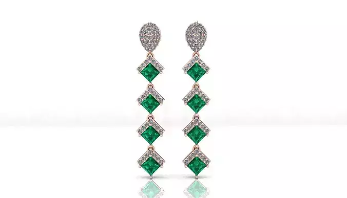 pear pave setting and emerald high jewelry earring