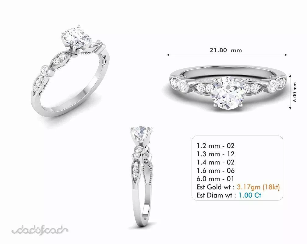 SILVER AND GOLD SOLITAIRE RING 3D print model