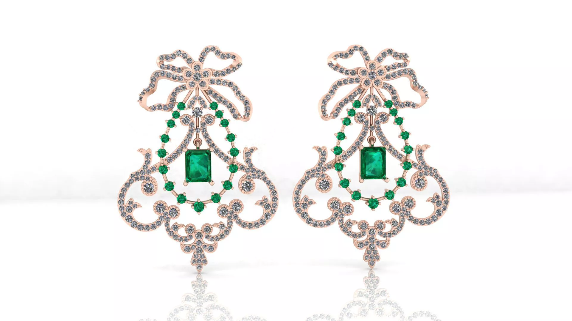 emerald bow Tie Big high jewelry earring 3D print model