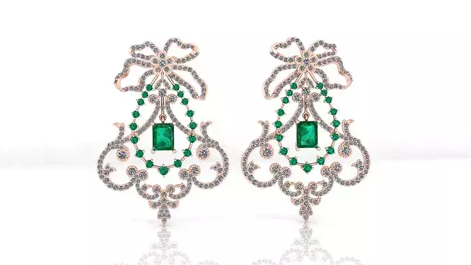 emerald bow Tie Big high jewelry earring