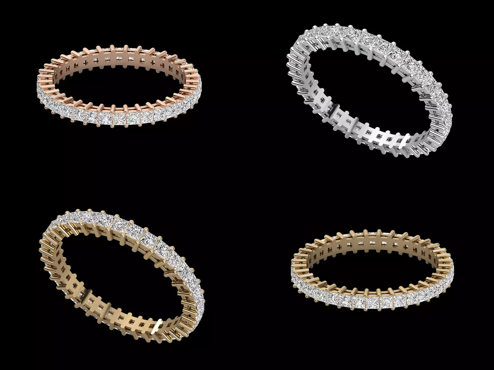 Princess Cut Eternity Band Ring 3DM STL CAD Jewelry Model 3D print model