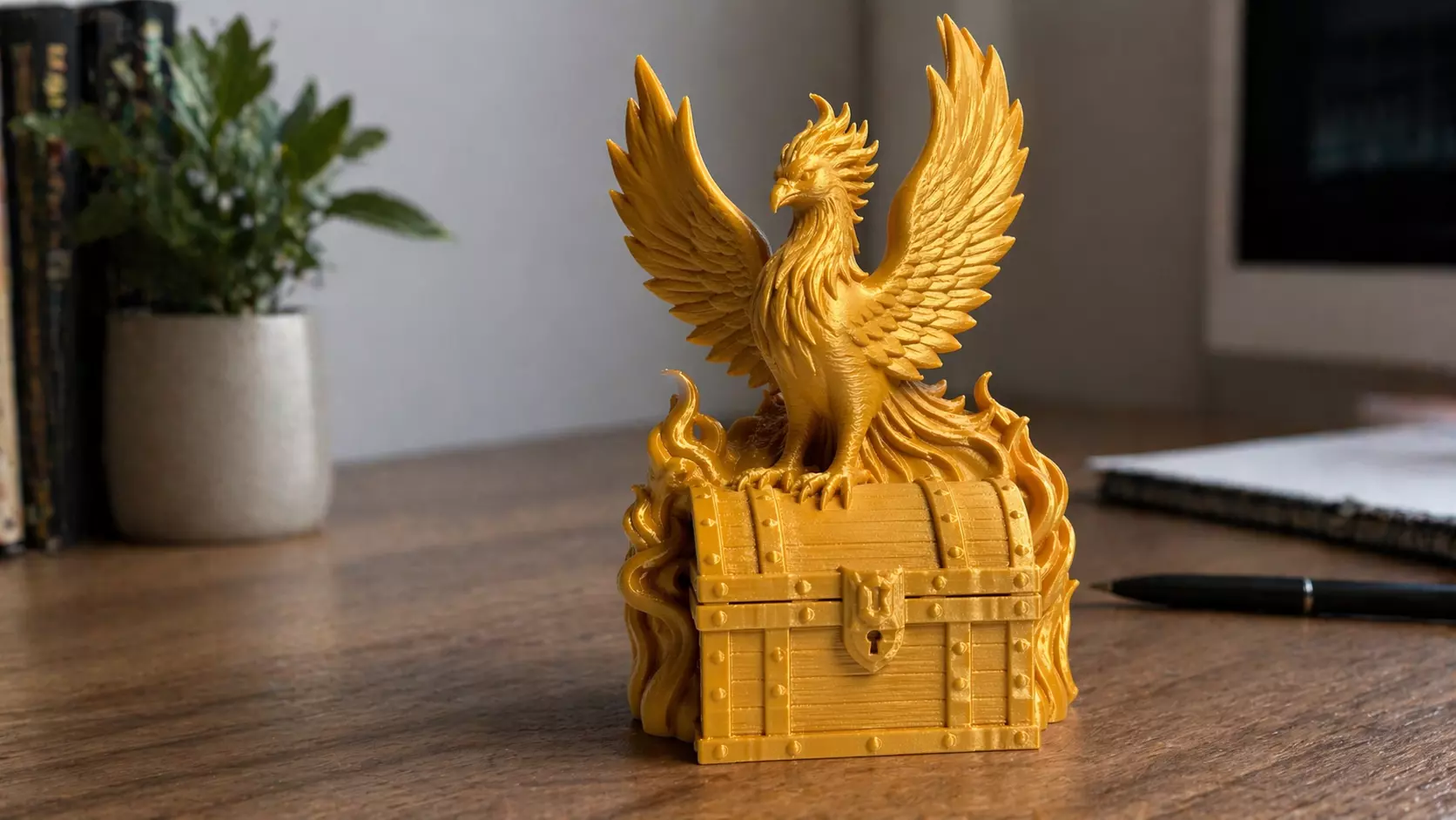 Phoenix Treasure Chest Collectible Figurine Statue 3D print model