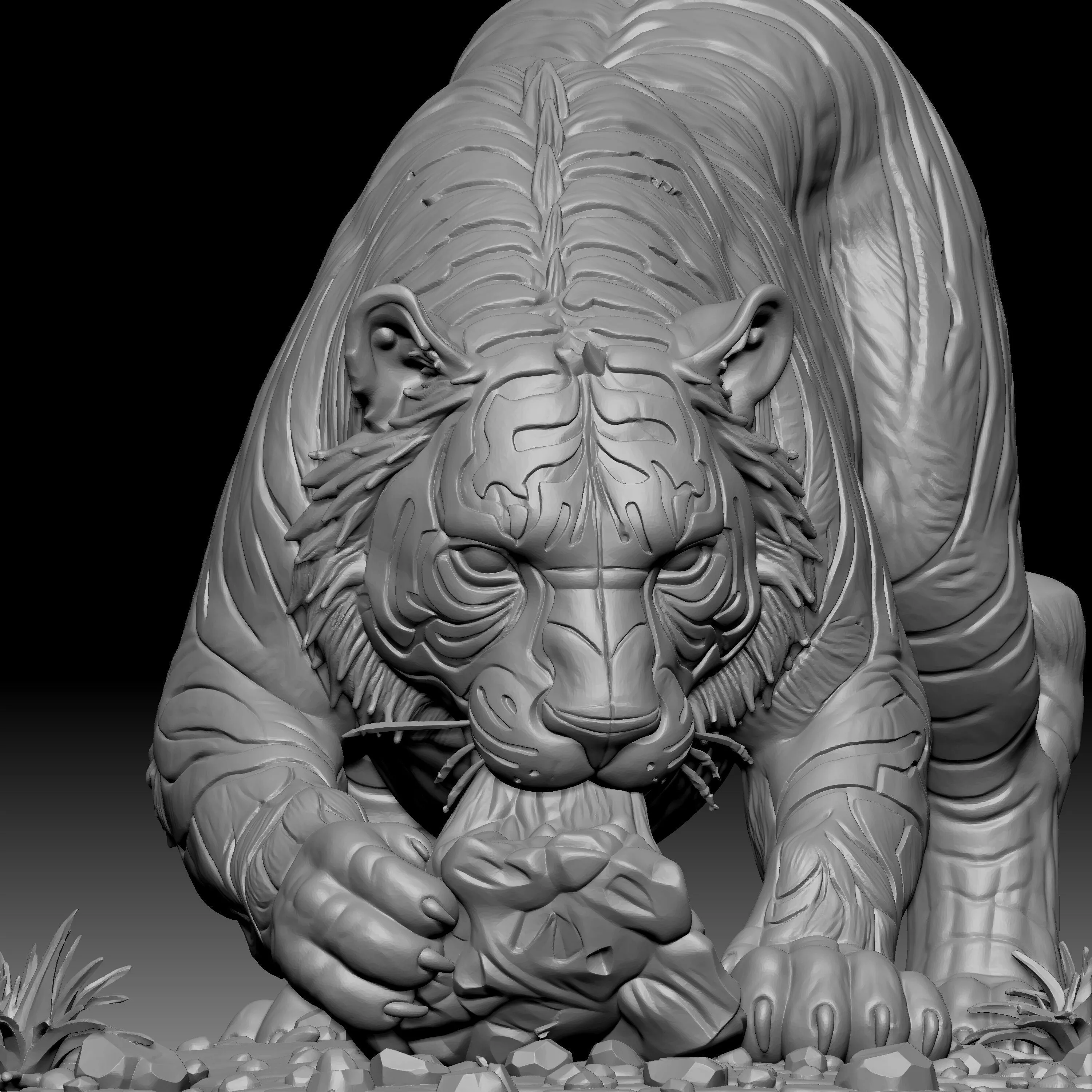 tiger eating 3D print model
