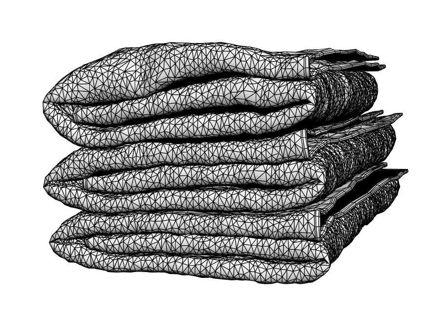 Bundle of small white towels 3D model_5