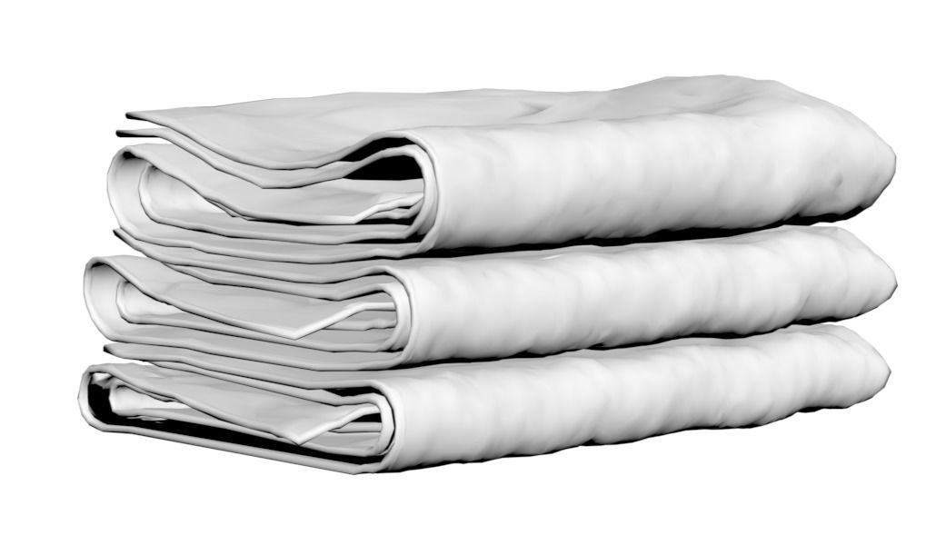Bundle of small white towels 3D model_1