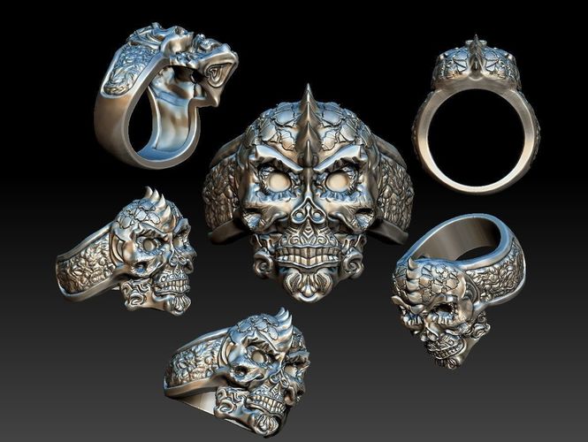 Detailed Skull Ring  3D print model