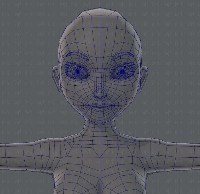 Base mesh woman 01 Low-poly 3D model_35