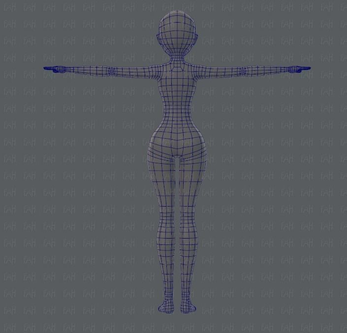 Base mesh woman 01 Low-poly 3D model_14