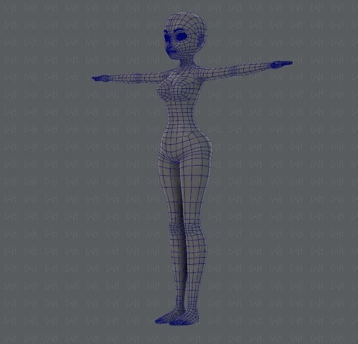 Base mesh woman 01 Low-poly 3D model_17