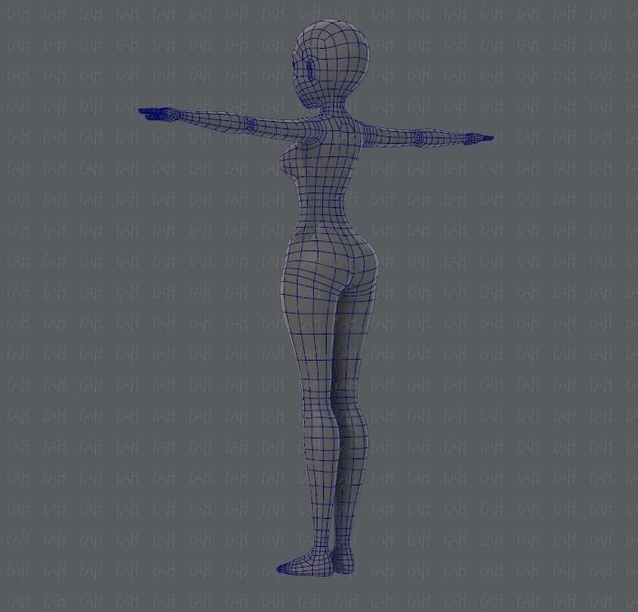 Base mesh woman 01 Low-poly 3D model_15