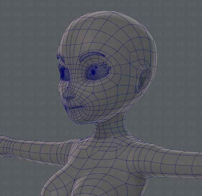 Base mesh woman 01 Low-poly 3D model_33