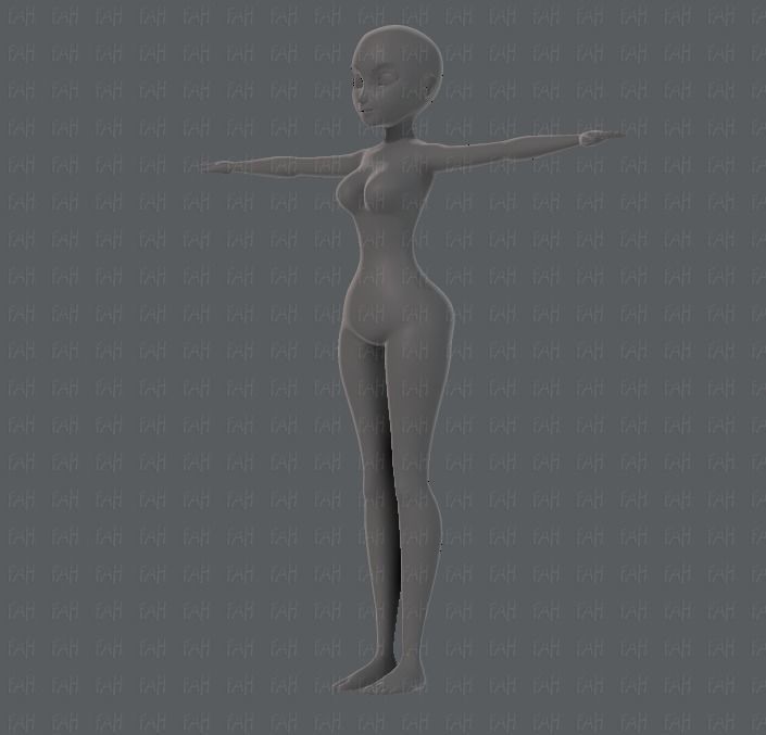 Base mesh woman 01 Low-poly 3D model_9