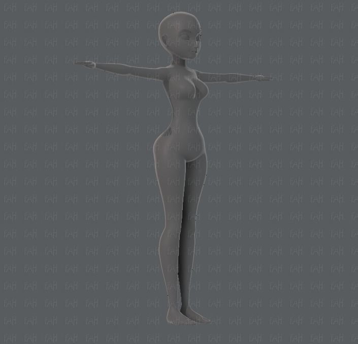 Base mesh woman 01 Low-poly 3D model_3