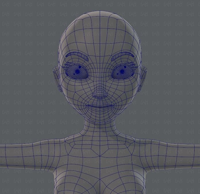 Base mesh woman 01 Low-poly 3D model_26