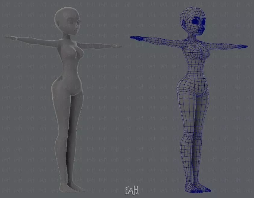 Base mesh woman 01 Low-poly 3D model_0