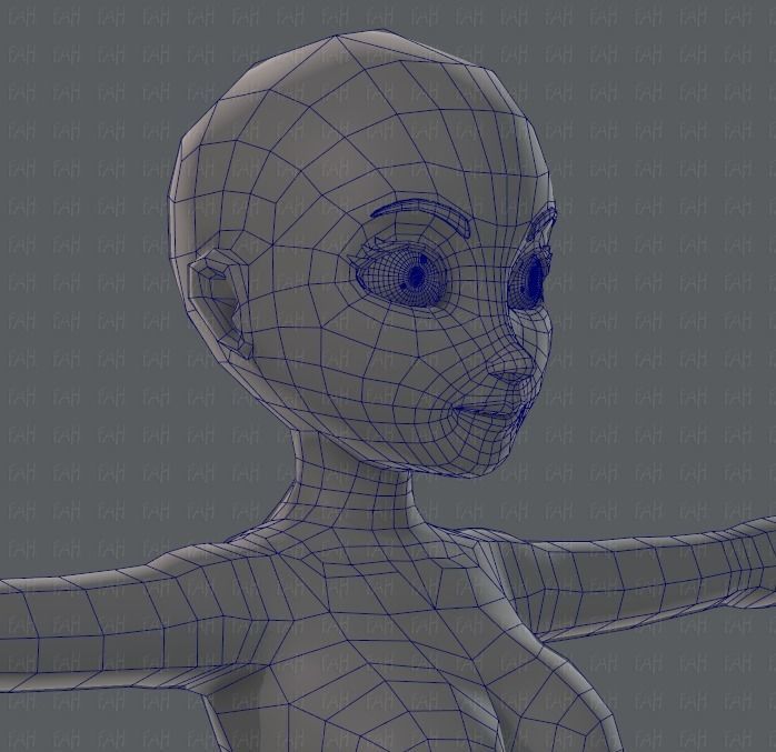 Base mesh woman 01 Low-poly 3D model_37