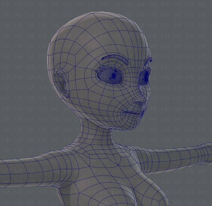 Base mesh woman 01 Low-poly 3D model_27