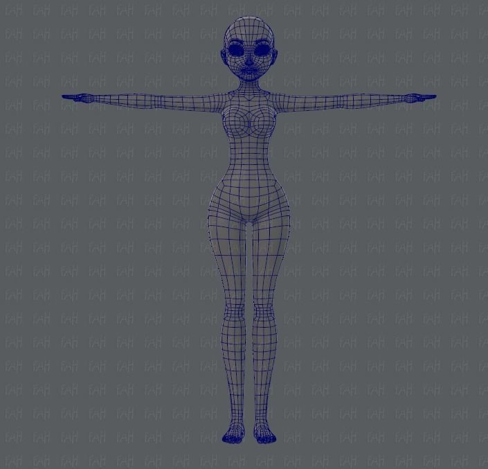 Base mesh woman 01 Low-poly 3D model_10