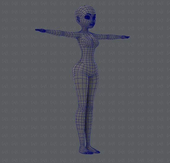 Base mesh woman 01 Low-poly 3D model_11