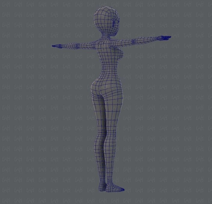 Base mesh woman 01 Low-poly 3D model_13