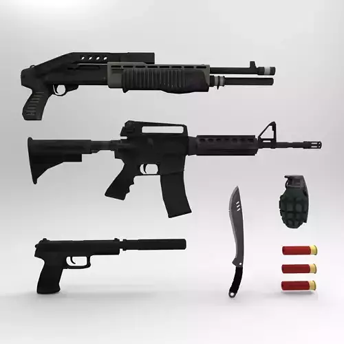 Ultimate Lowpoly Weapons Pack  Gameready Detailed Low-poly 3D model