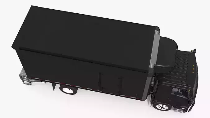 Cargo Delivery Box Truck Black Rigged 3D model 7