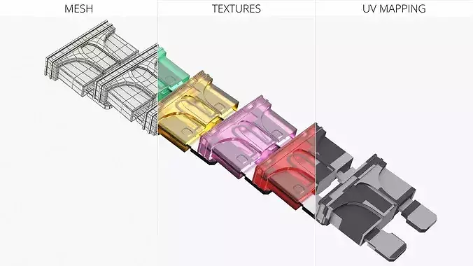 Automotive Electrical Mini Fuse Set 3D model 6