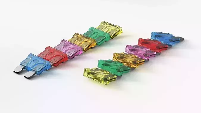 Automotive Electrical Mini Fuse Set 3D model 2