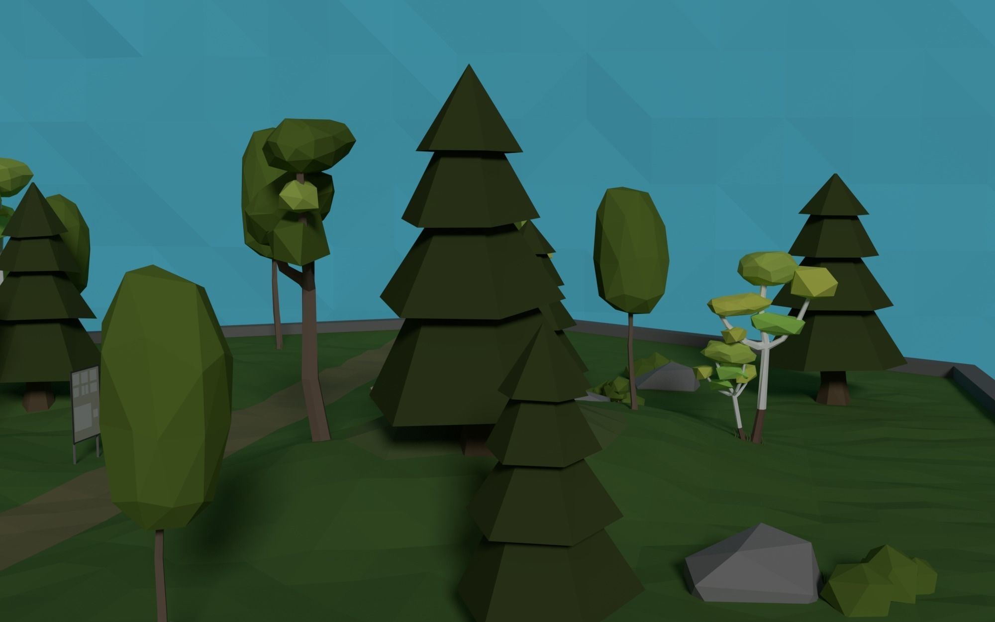 LowPoly Forest HexScene Low-poly 3D model_8