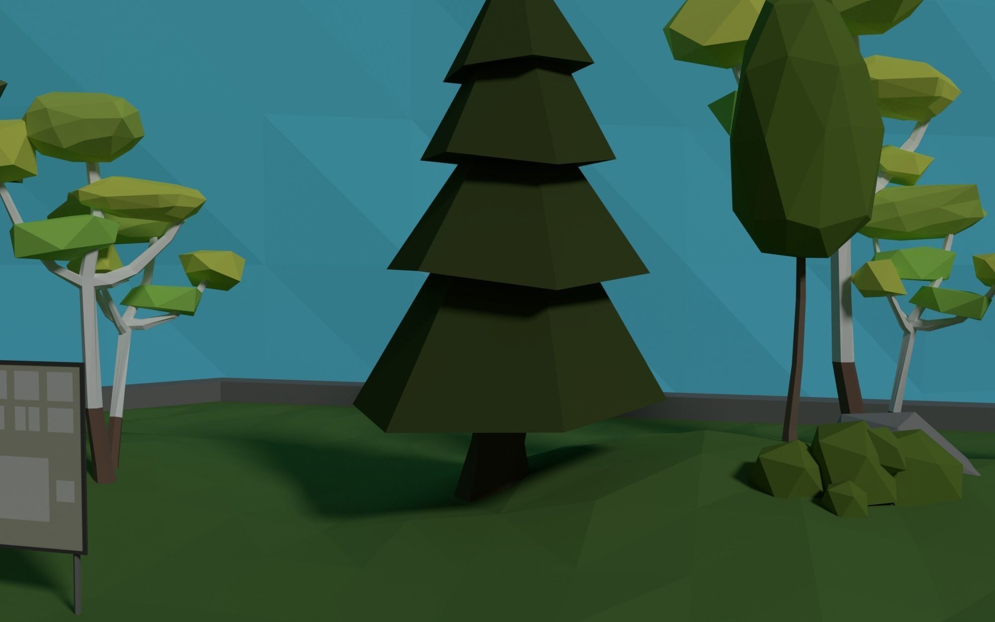 LowPoly Forest HexScene Low-poly 3D model_6