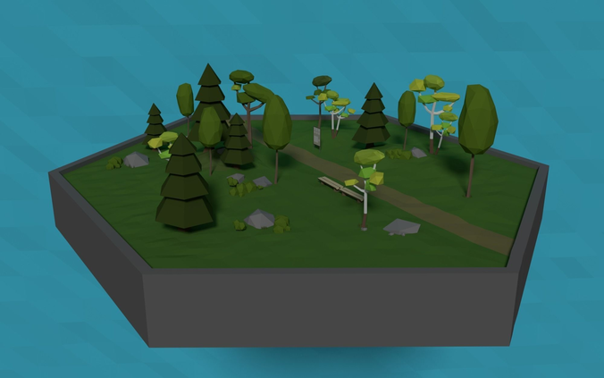 LowPoly Forest HexScene Low-poly 3D model