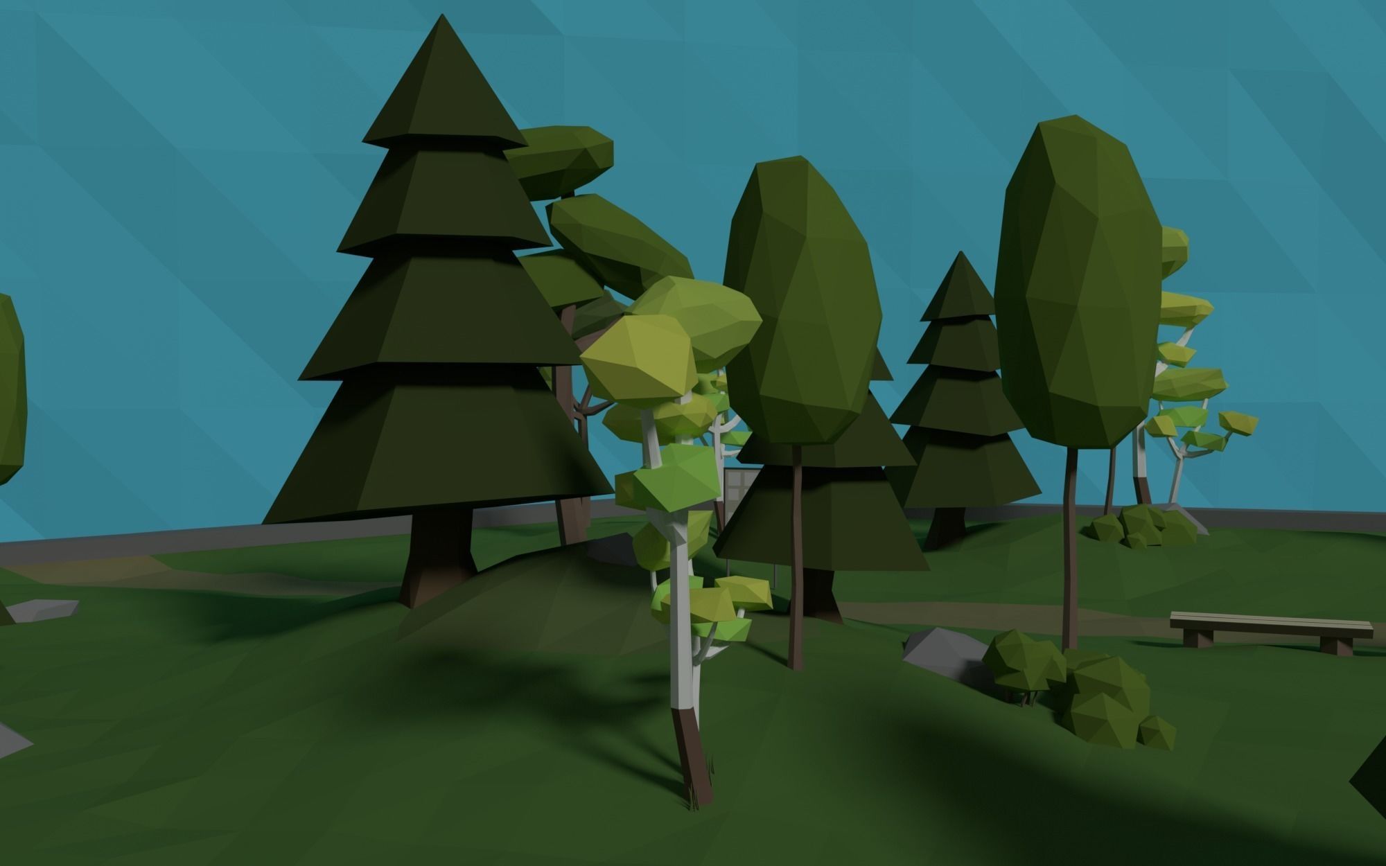 LowPoly Forest HexScene Low-poly 3D model_4