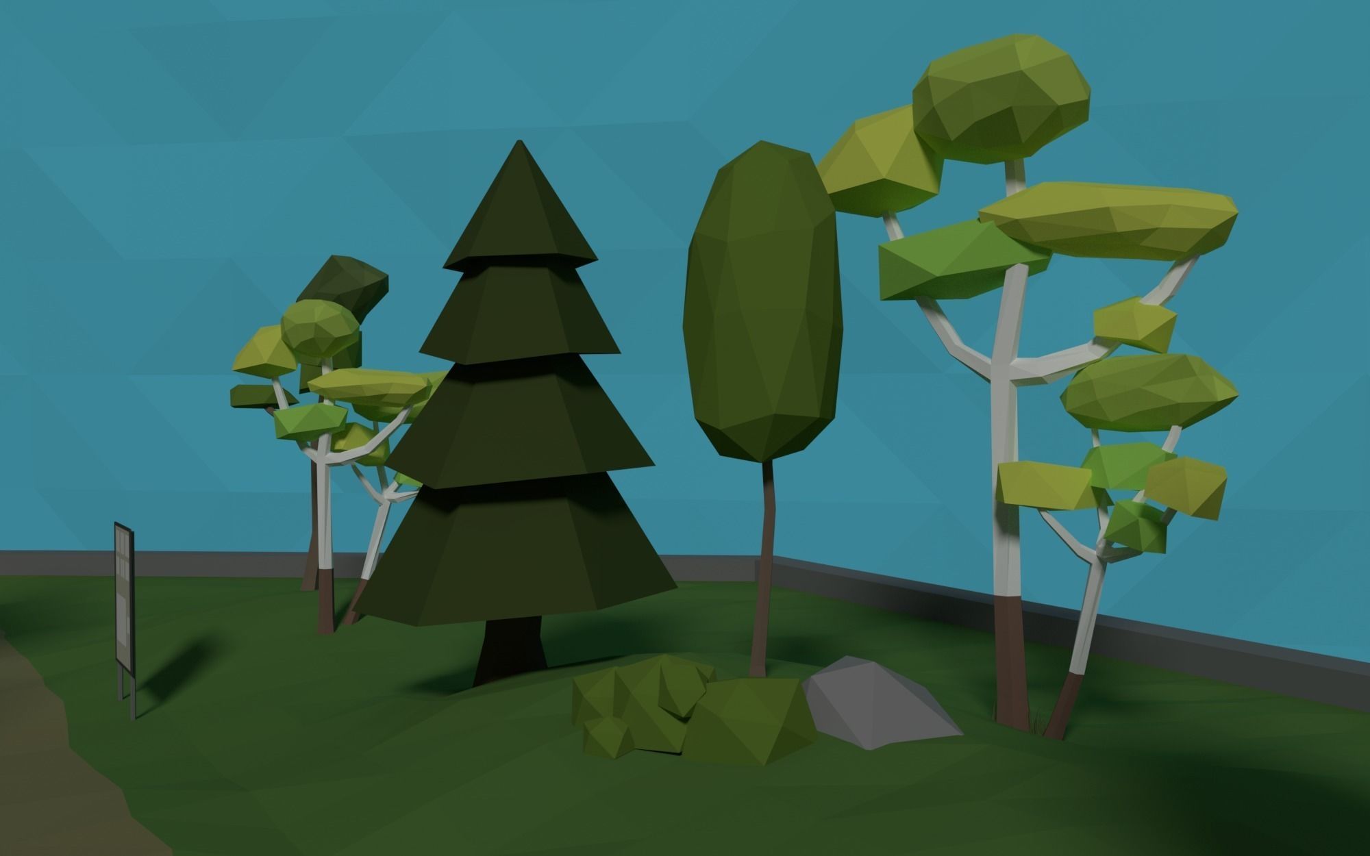 LowPoly Forest HexScene Low-poly 3D model_3