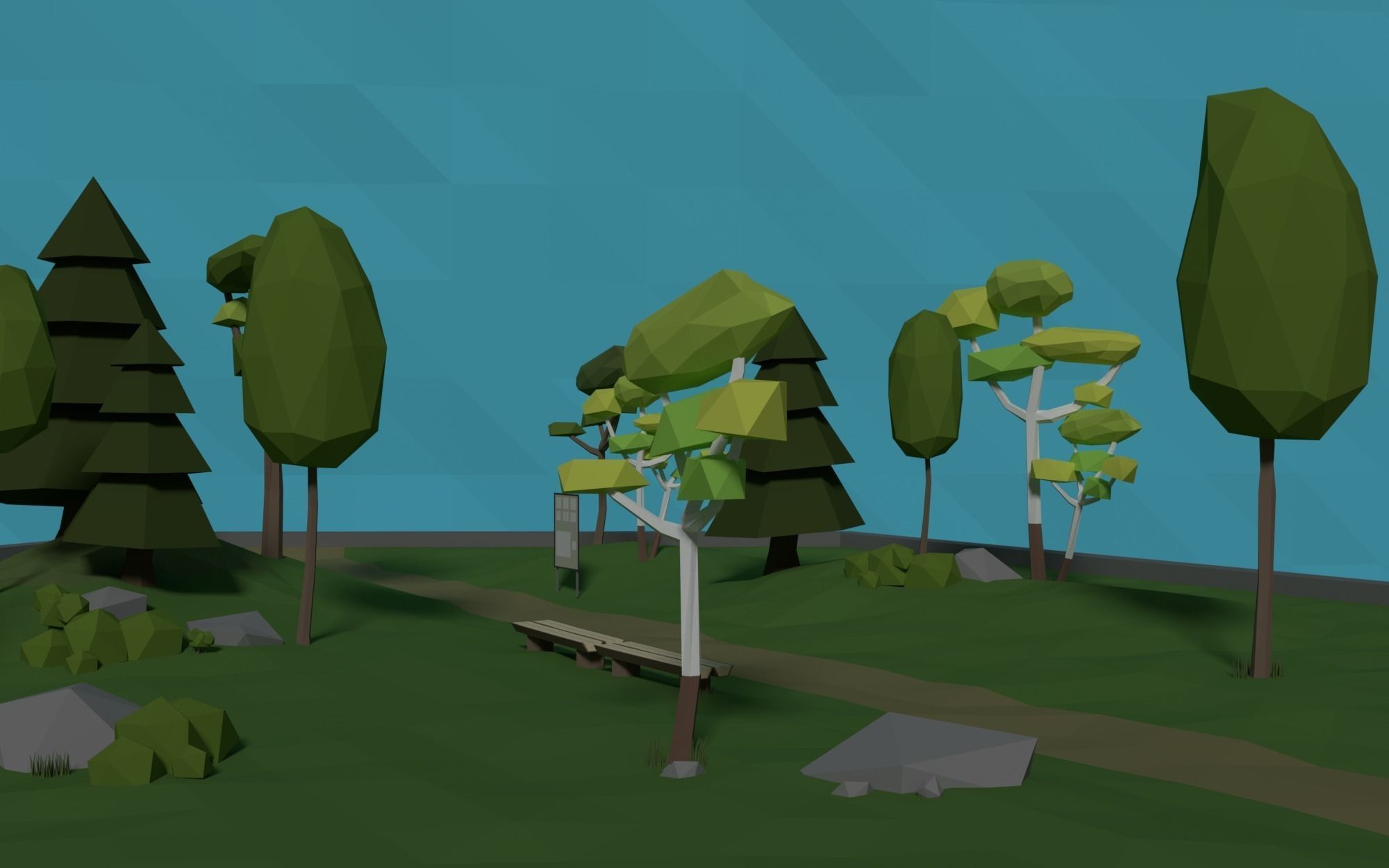 LowPoly Forest HexScene Low-poly 3D model_5
