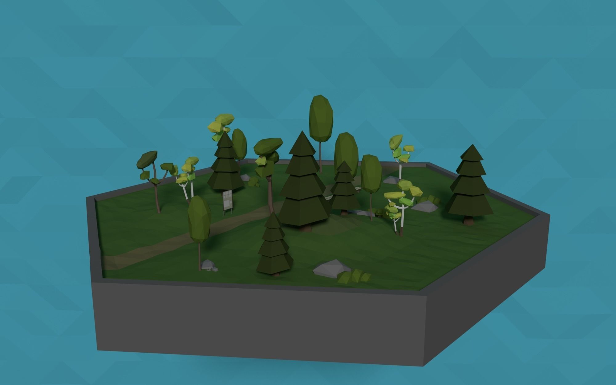 LowPoly Forest HexScene Low-poly 3D model_1