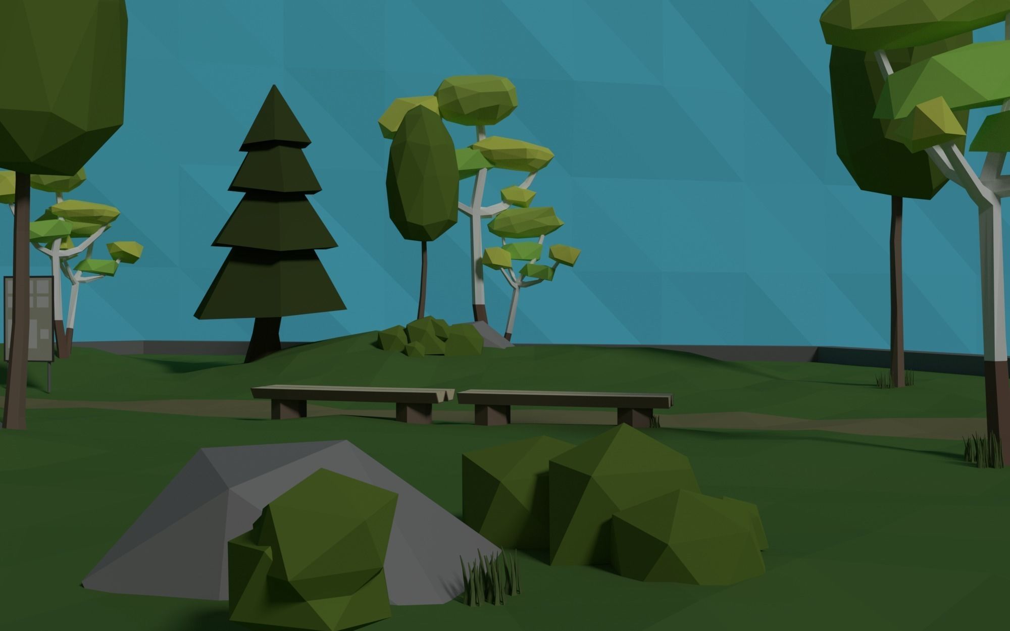 LowPoly Forest HexScene Low-poly 3D model_7